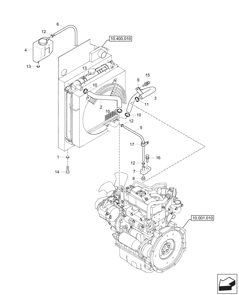 Схема запчастей Case CX37C - (10.400.020) - RADIATOR HOSE, TANK (10) - ENGINE