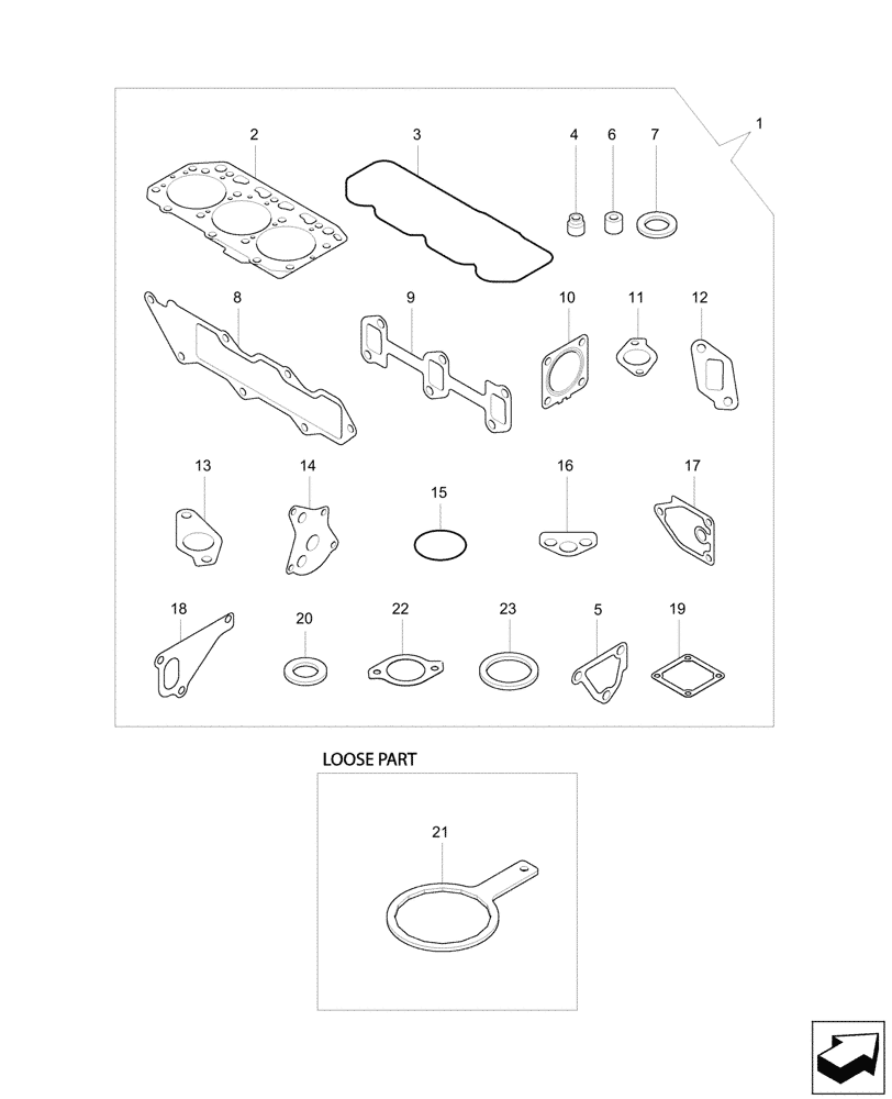 Схема запчастей Case CX37C - (10.001.040) - ENGINE, GASKET (10) - ENGINE