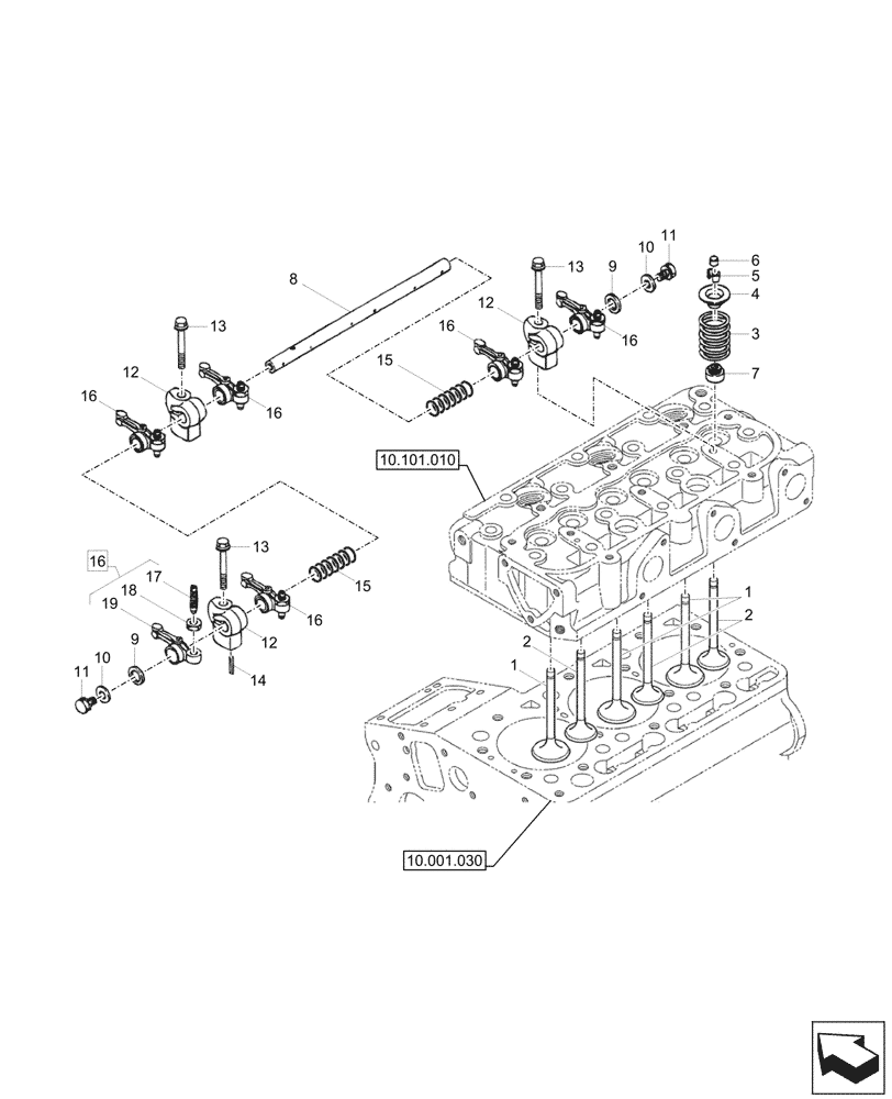 Схема запчастей Case CX17C - (10.106.030) - ENGINE, ROCKER ARM, VALVE (10) - ENGINE