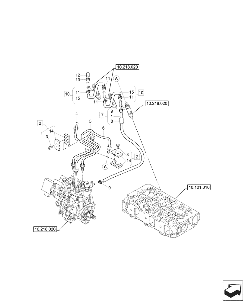 Схема запчастей Case CX37C - (10.218.010) - FUEL INJECTOR (10) - ENGINE
