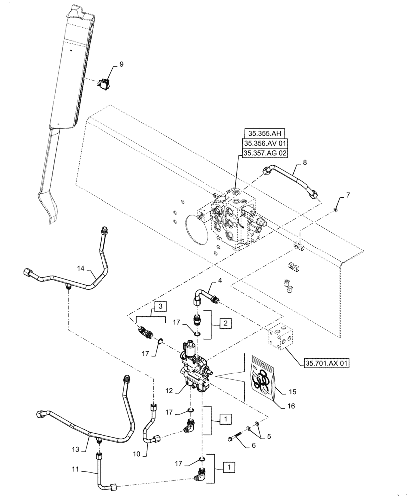 Схема запчастей Case TV380 - (35.701.BU) - SELF LEVEL, ELECTRONIC CONTROLS (35) - HYDRAULIC SYSTEMS