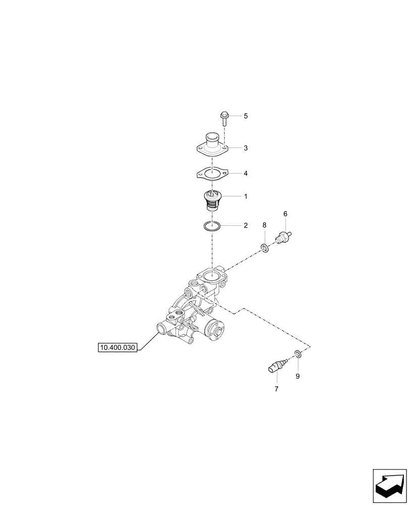 Схема запчастей Case CX37C - (10.400.040) - THERMOSTAT (10) - ENGINE