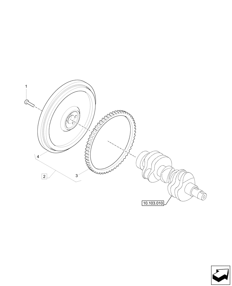 Схема запчастей Case CX37C - (10.103.020) - ENGINE FLYWHEEL (10) - ENGINE