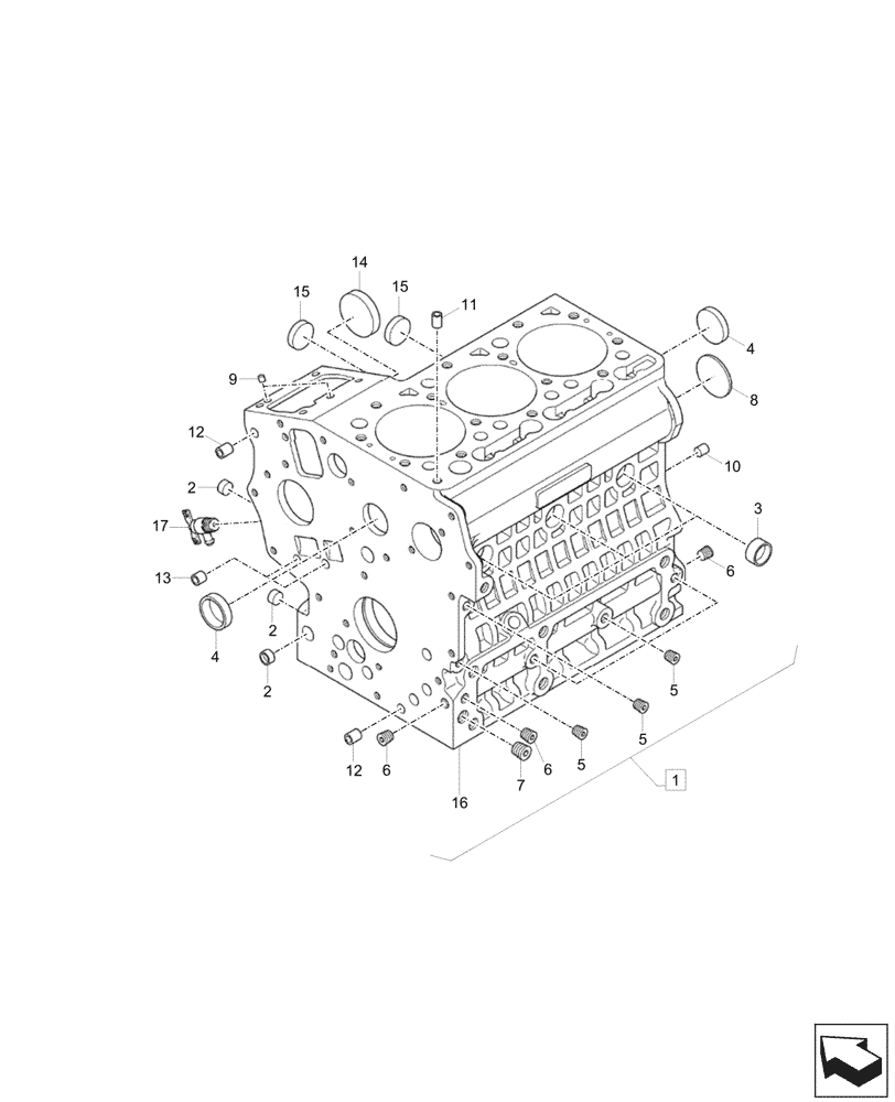 Схема запчастей Case CX17C - (10.001.030) - ENGINE, CRANKCASE (10) - ENGINE