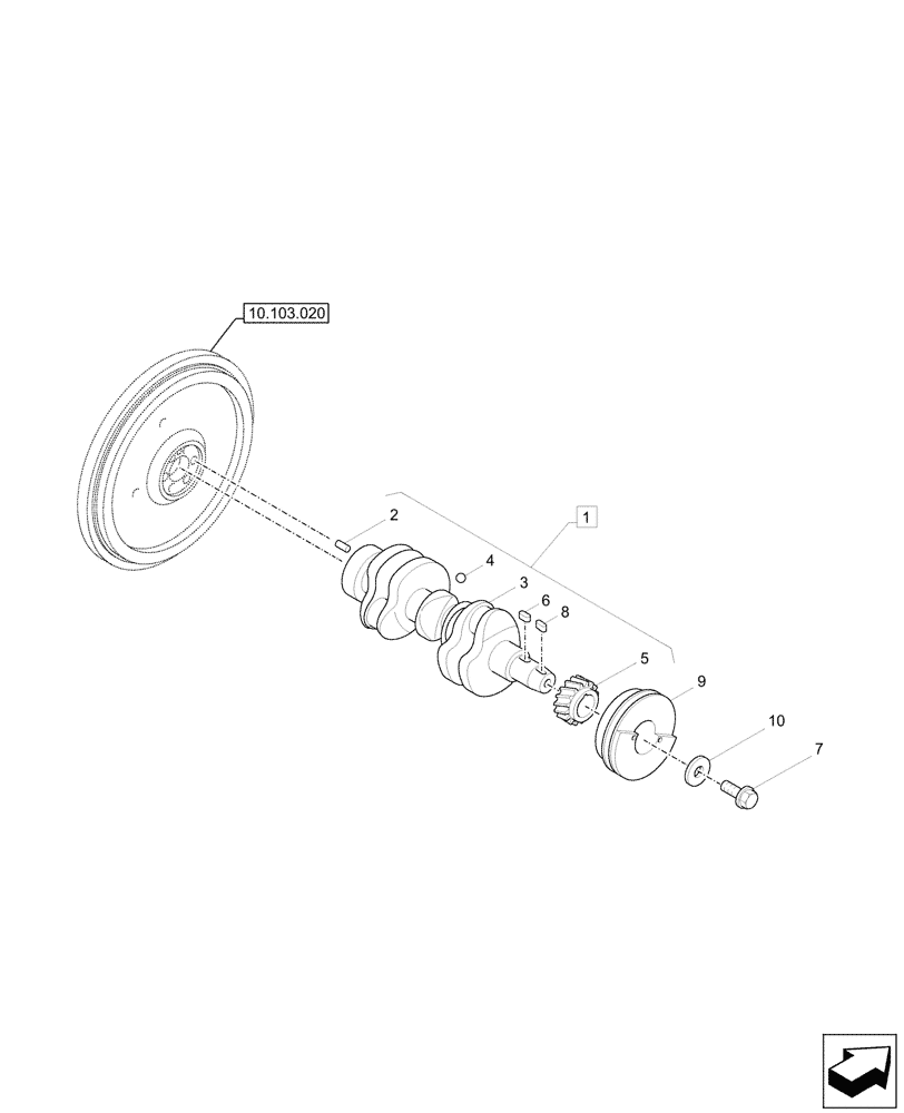 Схема запчастей Case CX37C - (10.103.010) - CRANKSHAFT (10) - ENGINE