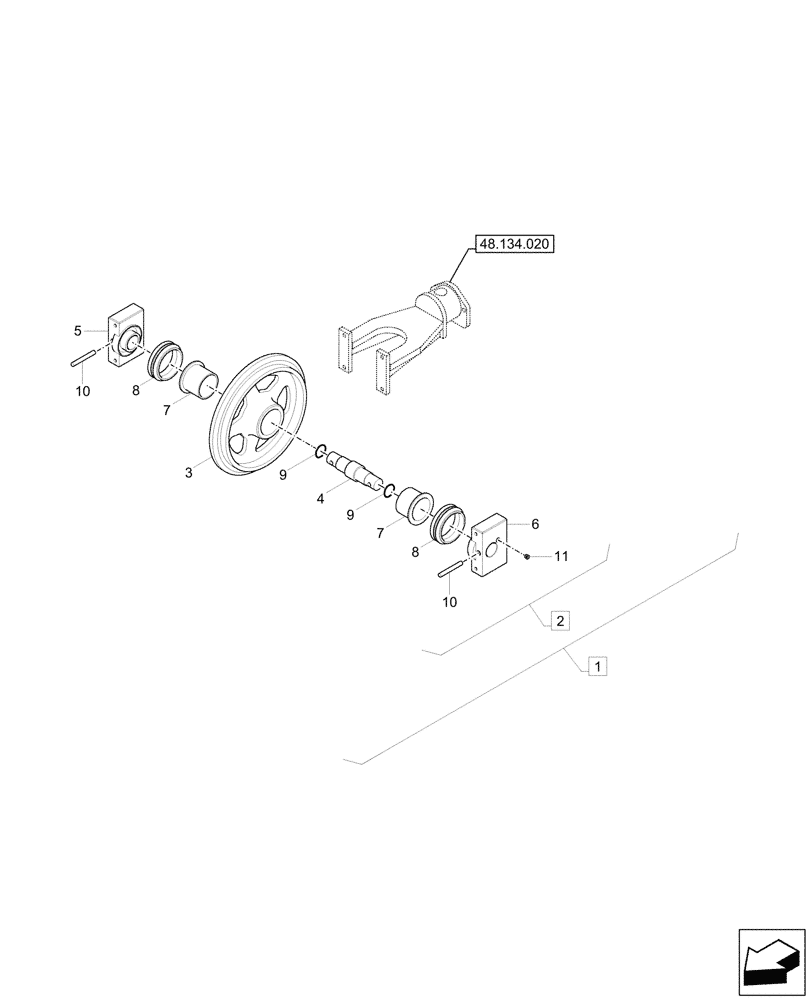 Схема запчастей Case CX37C - (48.134.010) - VAR - 9552700, 9553700 - IDLER WHEEL, COMPONENTS (48) - TRACKS & TRACK SUSPENSION