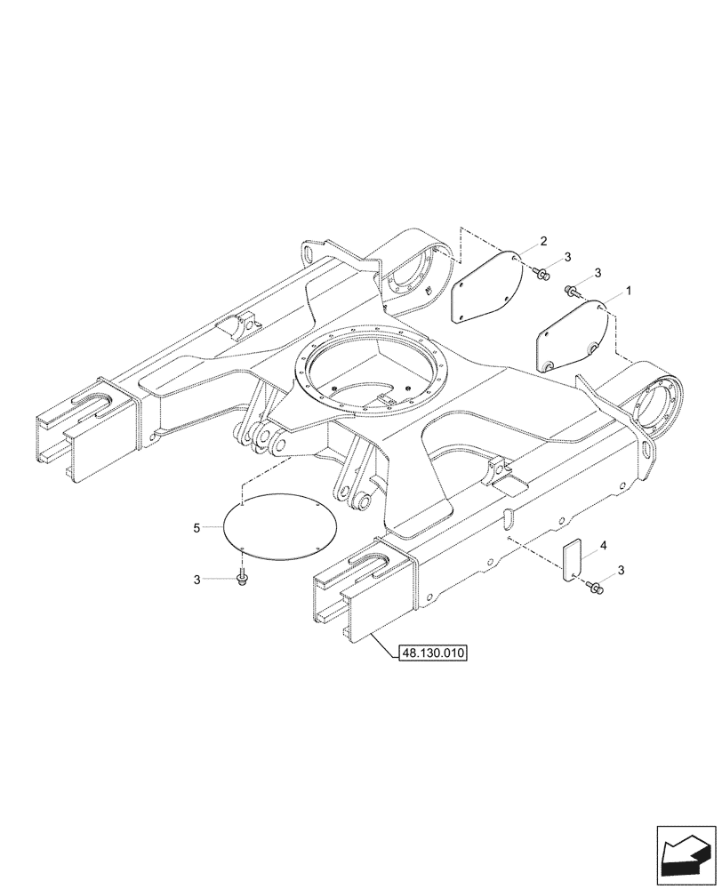 Схема запчастей Case CX37C - (48.130.020) - FRAME, LOWER, COVERS (48) - TRACKS & TRACK SUSPENSION