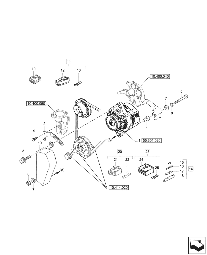 Схема запчастей Case CX17C - (55.301.010) - ALTERNATOR (55) - ELECTRICAL SYSTEMS