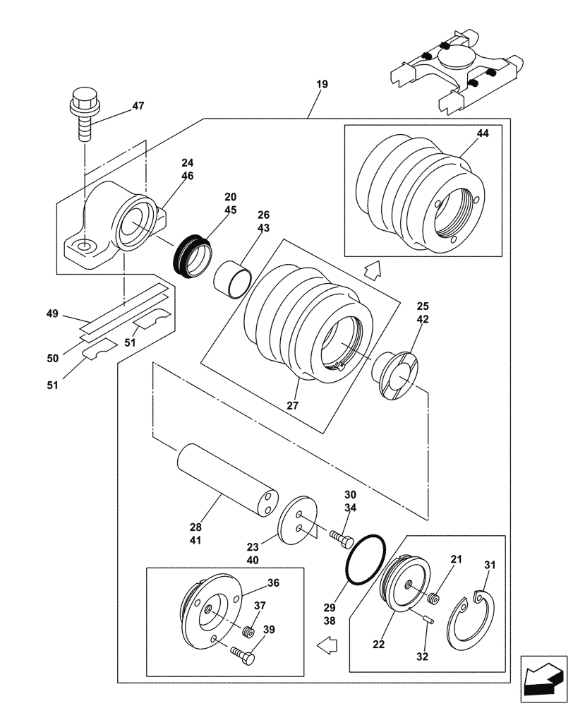 Схема запчастей Case CX130C - (48.138.AB[01A]) - UPPER ROLLER (48) - TRACKS & TRACK SUSPENSION