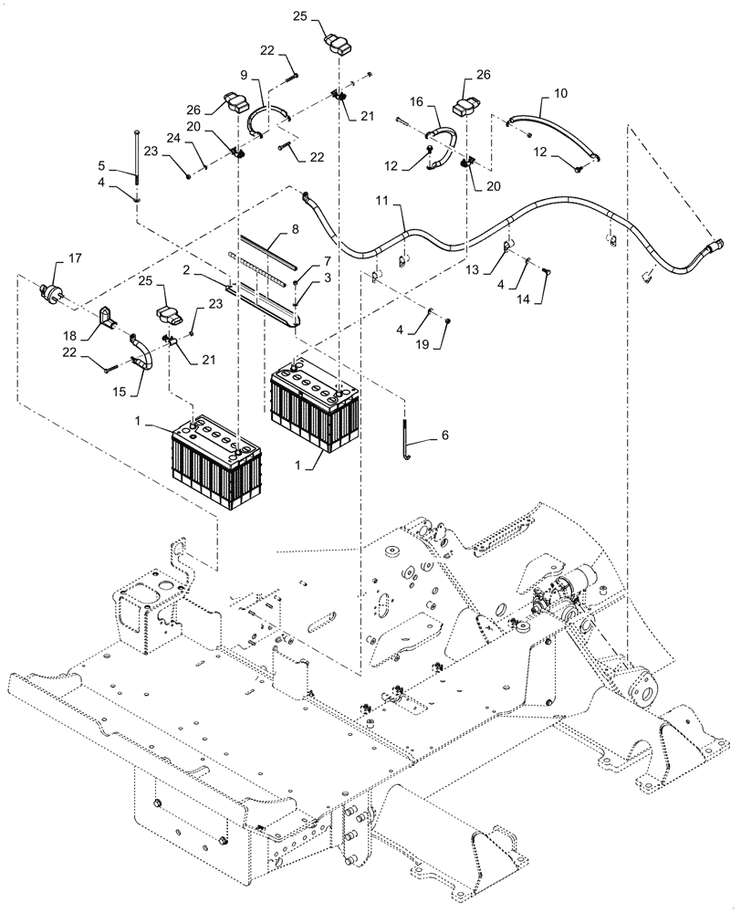 Схема запчастей Case 850M LT - (55.302.010) - BATTERY - TRAY & CABLES (55) - ELECTRICAL SYSTEMS