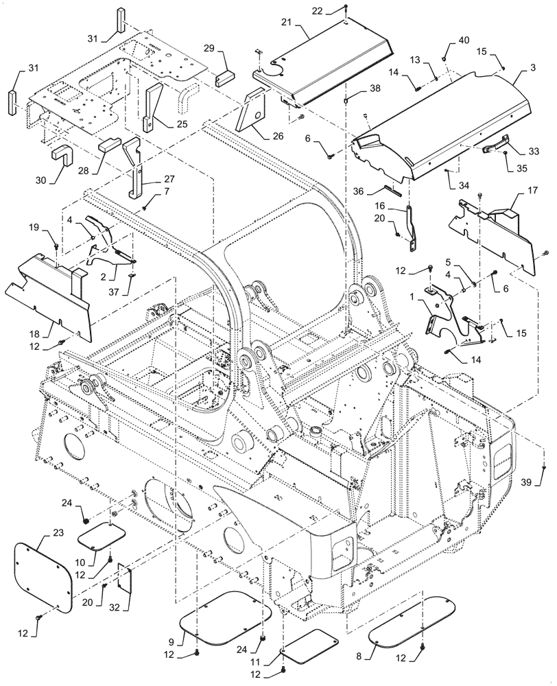 Схема запчастей Case SV185 - (90.100.BI[01]) - REAR COVERS AND CHASSIS ACCESS COVERS 13-OCT-2016 AND AFTER (90) - PLATFORM, CAB, BODYWORK AND DECALS