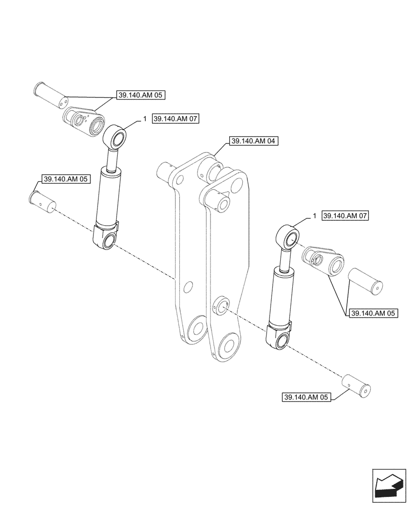 Схема запчастей Case CX500D LC - (39.140.AM[06]) - VAR - 481263 - CYLINDER, HYDRAULIC, COUNTERWEIGHT (39) - FRAMES AND BALLASTING