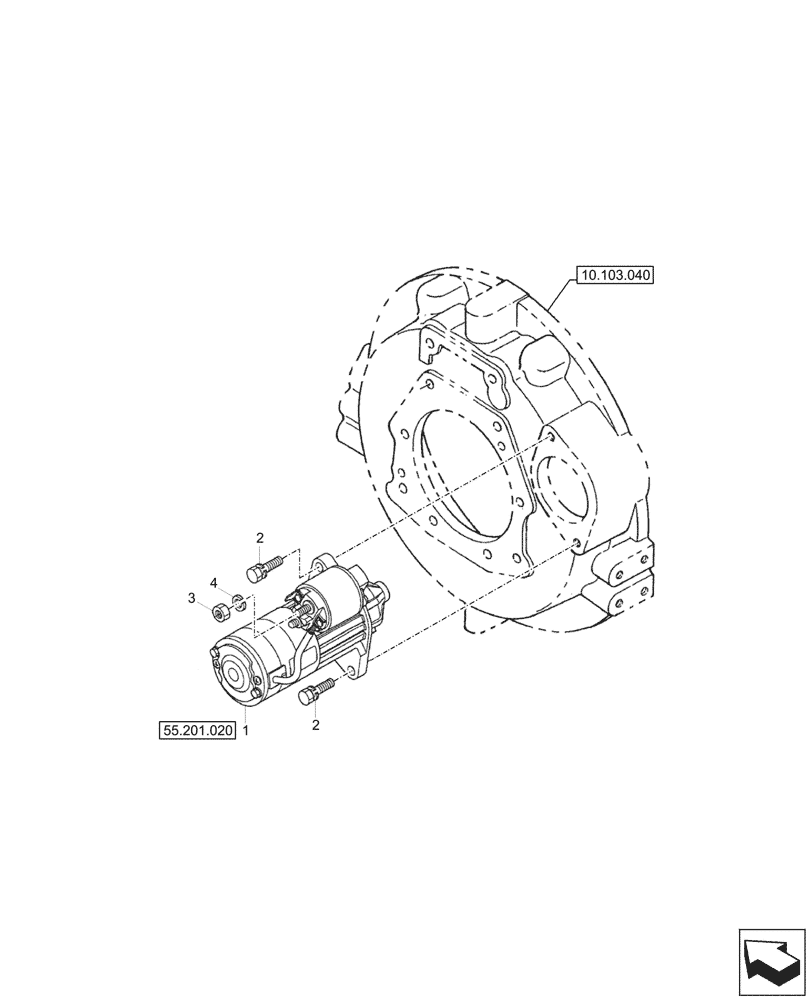 Схема запчастей Case CX17C - (55.201.010) - STARTER MOTOR (55) - ELECTRICAL SYSTEMS