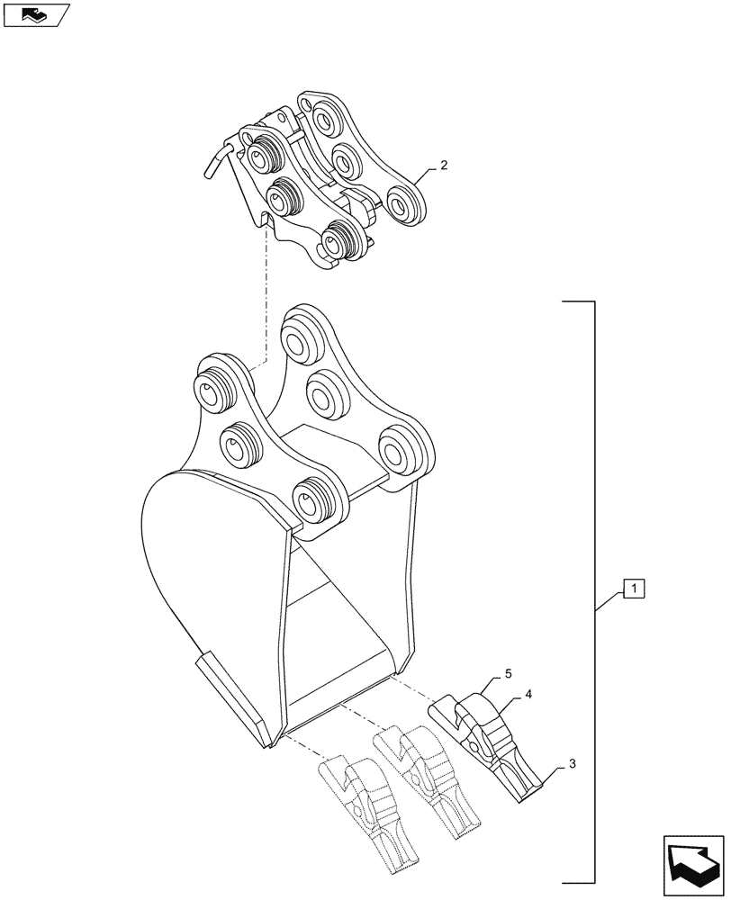 Схема запчастей Case CX55B - (95.100.010[01]) - BUCKET, ASSY, MECH. COUPLER (95) - CE ATTACHMENTS