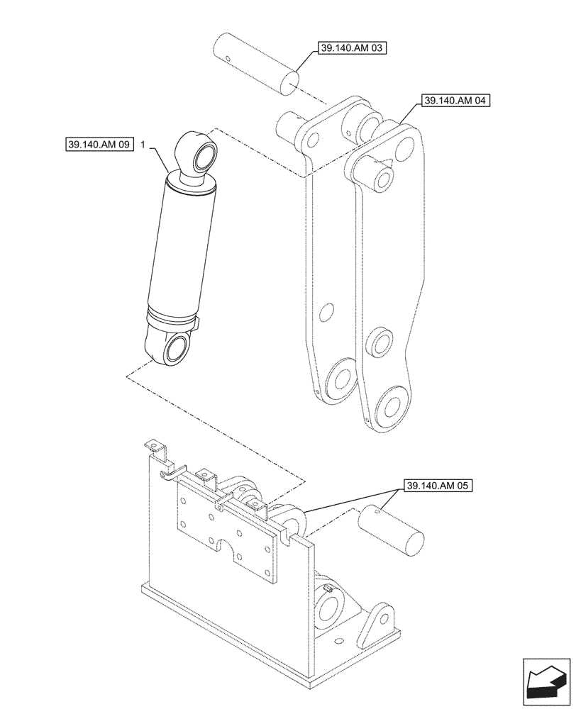 Схема запчастей Case CX500D LC - (39.140.AM[08]) - VAR - 481263 - CYLINDER, HYDRAULIC, COUNTERWEIGHT (39) - FRAMES AND BALLASTING