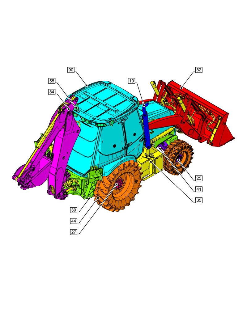 Схема запчастей Case 590SN - (00.000.00[04]) - PICTORIAL INDEX - MAIN SECTIONS (00) - GENERAL & PICTORIAL INDEX