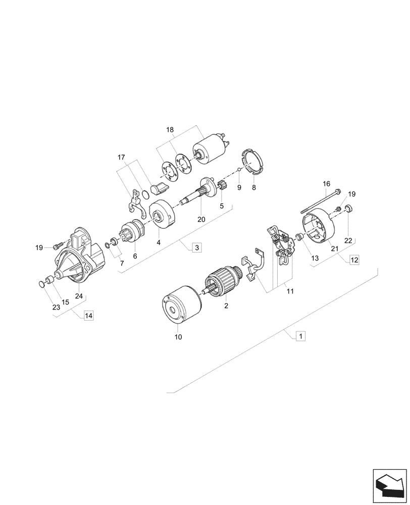 Схема запчастей Case CX17C - (55.201.020) - STARTER MOTOR, COMPONENTS (55) - ELECTRICAL SYSTEMS