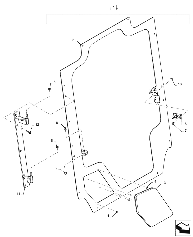 Схема запчастей Case SR270 - (90.154.040[02]) - DEMO DOOR, JAMB (90) - PLATFORM, CAB, BODYWORK AND DECALS