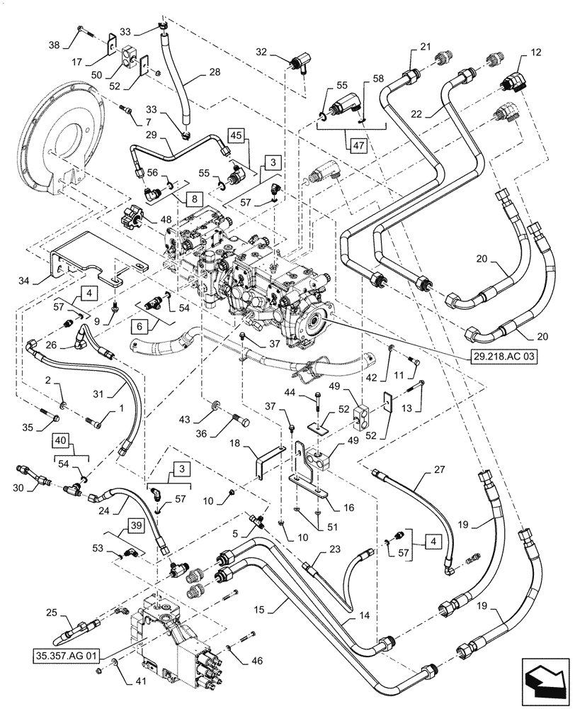 Схема запчастей Case TR320 - (29.204.AB[05]) - HYDROSTATIC PUMP, DRIVE LINES, EHF CONTROLS (20-NOV-2015 & NEWER) (29) - HYDROSTATIC DRIVE