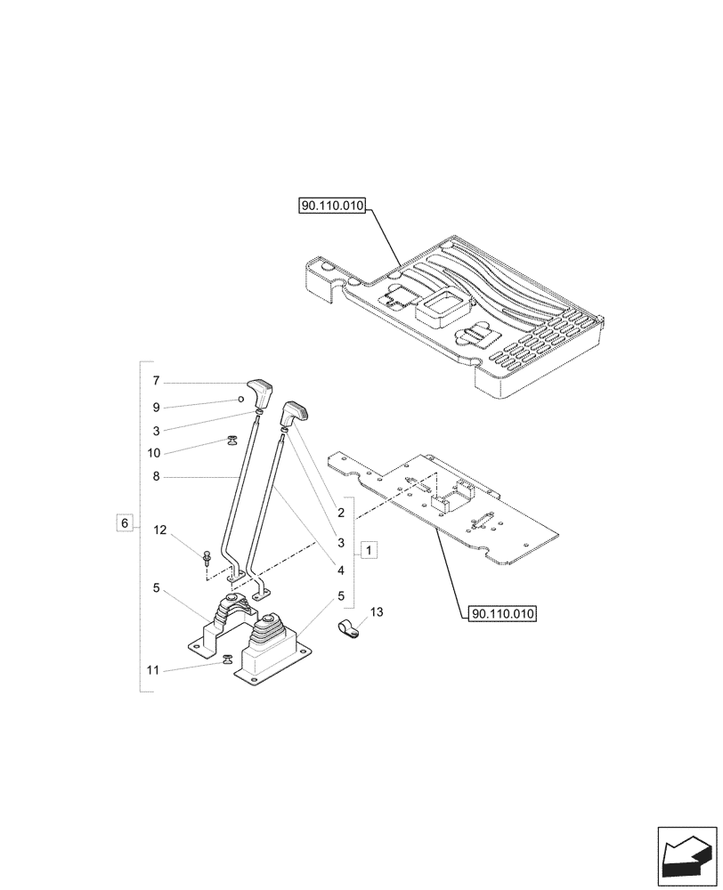 Схема запчастей Case CX17C - (35.355.010) - CONTROL LEVER (35) - HYDRAULIC SYSTEMS