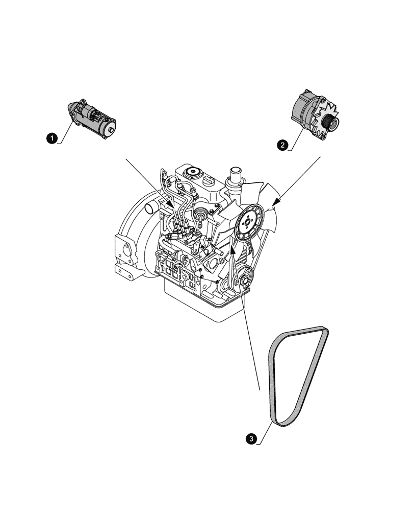 Схема запчастей Case CX17C - (05.100.04[02]) - MAINTENANCE PARTS - STARTER MOTOR, ALTERNATOR, BELTS (05) - SERVICE & MAINTENANCE