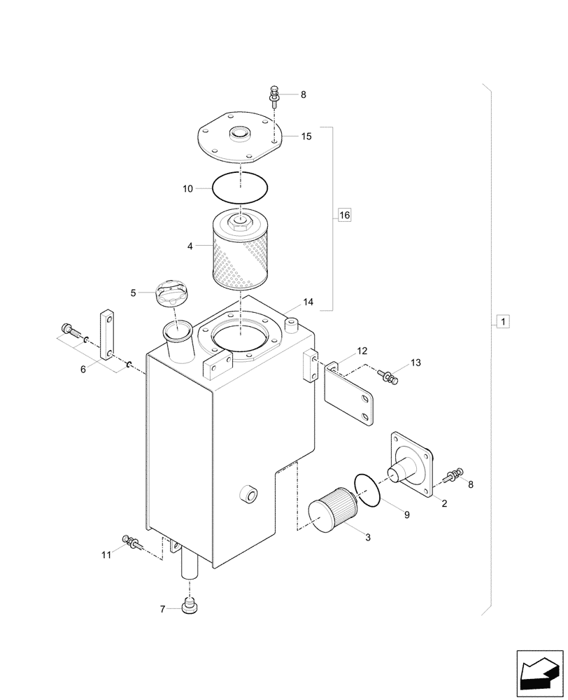 Схема запчастей Case CX17C - (35.300.010) - HYDRAULIC OIL RESERVOIR, COMPONENTS (35) - HYDRAULIC SYSTEMS