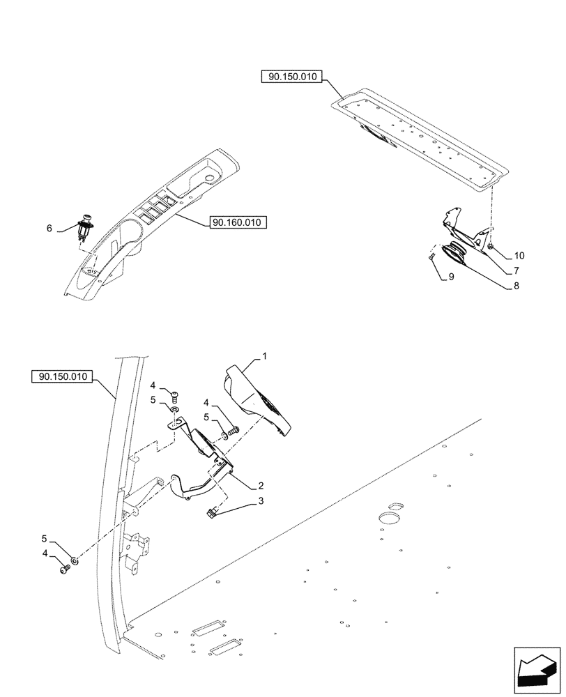 Схема запчастей Case CX750D RTC - (55.512.060) - CAB, COMPONENTS (55) - ELECTRICAL SYSTEMS