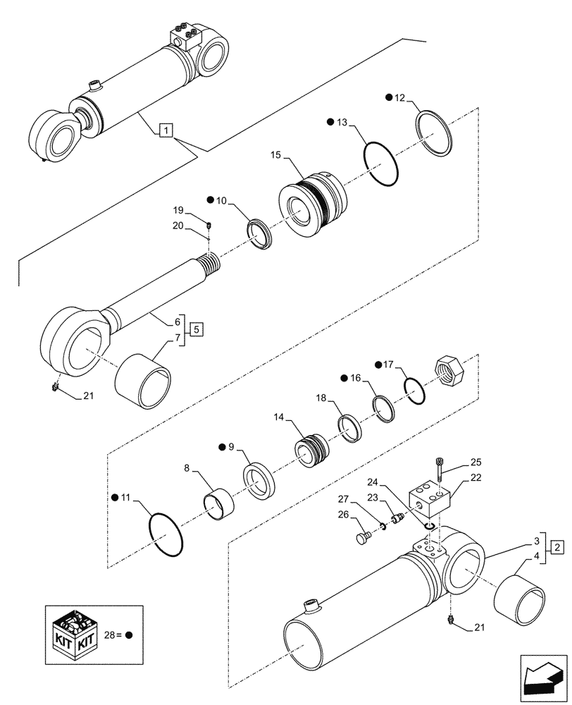 Схема запчастей Case CX490D LC - (39.140.AM[07]) - VAR - 481263 - CYLINDER, HYDRAULIC, COUNTERWEIGHT, COMPONENTS (39) - FRAMES AND BALLASTING