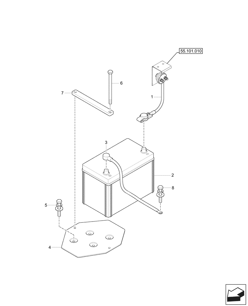 Схема запчастей Case CX37C - (55.302.010) - BATTERY (55) - ELECTRICAL SYSTEMS