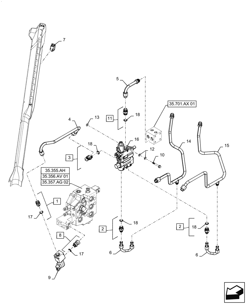 Схема запчастей Case SV280 - (35.701.BU) - SELF LEVEL, MECHANICAL CONTROLS (35) - HYDRAULIC SYSTEMS