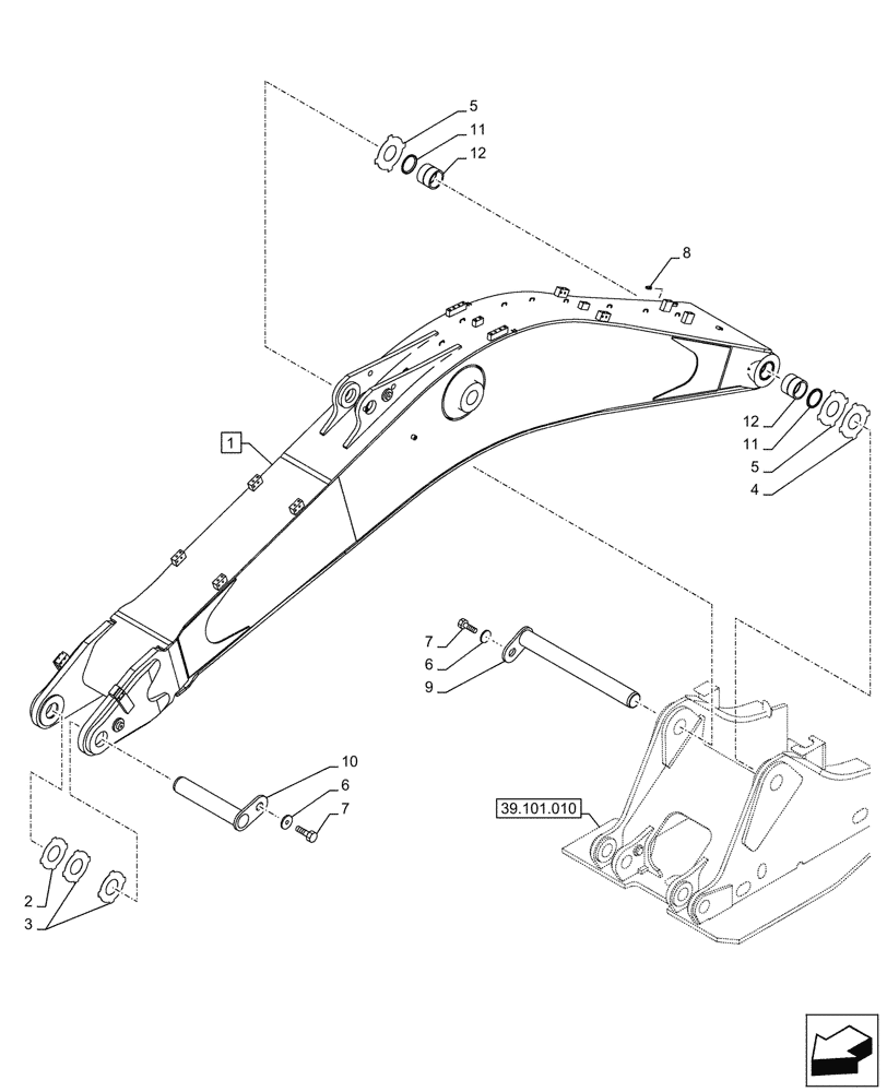 Схема запчастей Case CX750D RTC - (84.910.010) - VAR - 461543 - BOOM, HEAVY DUTY (84) - BOOMS, DIPPERS & BUCKETS