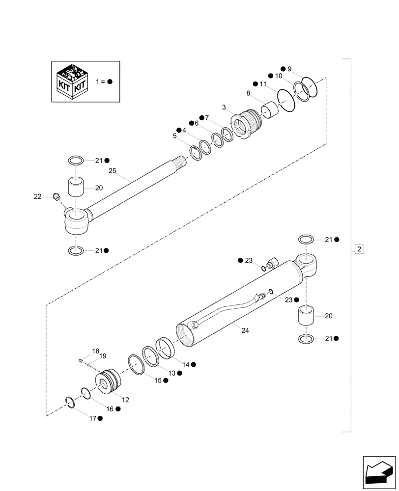 Схема запчастей Case CX17C - (35.739.010) - BOOM SWING, CYLINDER, COMPONENTS (35) - HYDRAULIC SYSTEMS