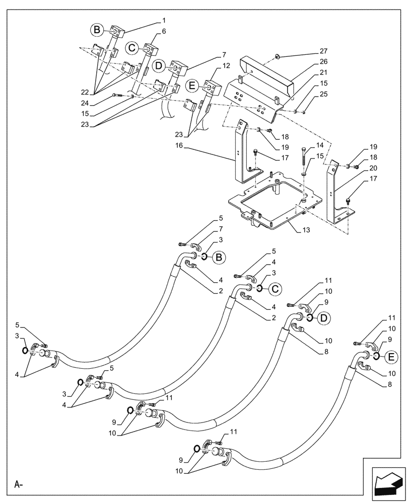 Схема запчастей Case CX750D RTC - (35.737.020) - ARM, CYLINDER, LINES (35) - HYDRAULIC SYSTEMS