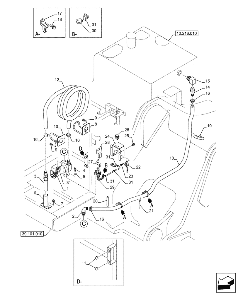 Схема запчастей Case CX750D RTC - (10.210.010) - VAR - 481257 - FUEL TRANSFER PUMP, SUPPLY LINES (10) - ENGINE