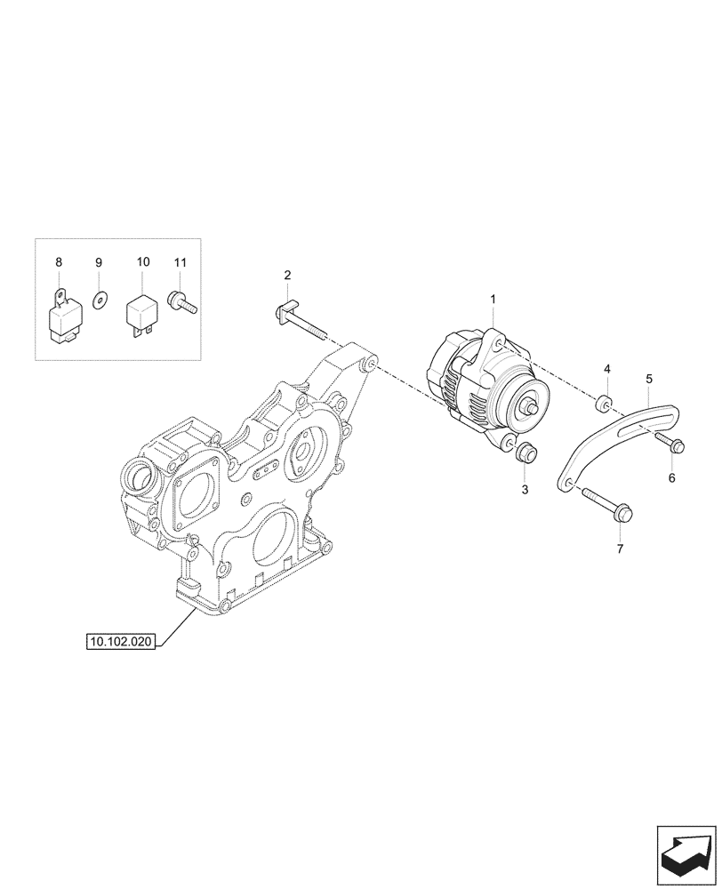 Схема запчастей Case CX37C - (55.301.010) - ALTERNATOR (55) - ELECTRICAL SYSTEMS