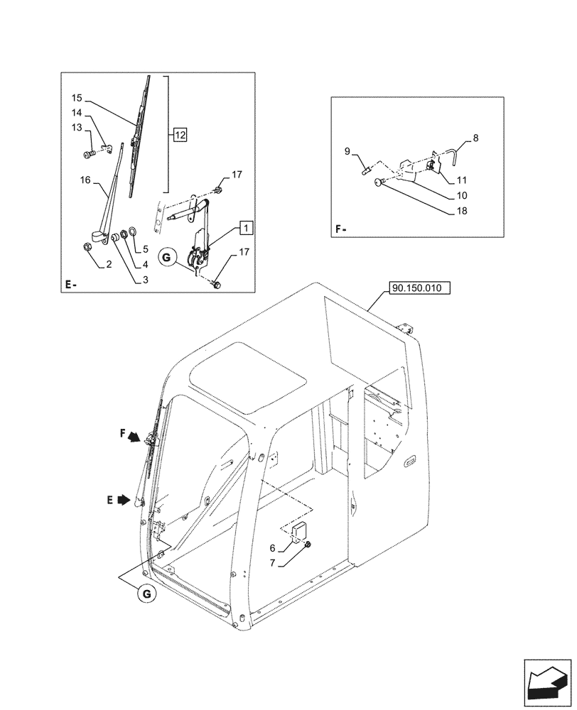 Схема запчастей Case CX750D RTC ME - (55.518.010) - WINDSHIELD WIPER (55) - ELECTRICAL SYSTEMS