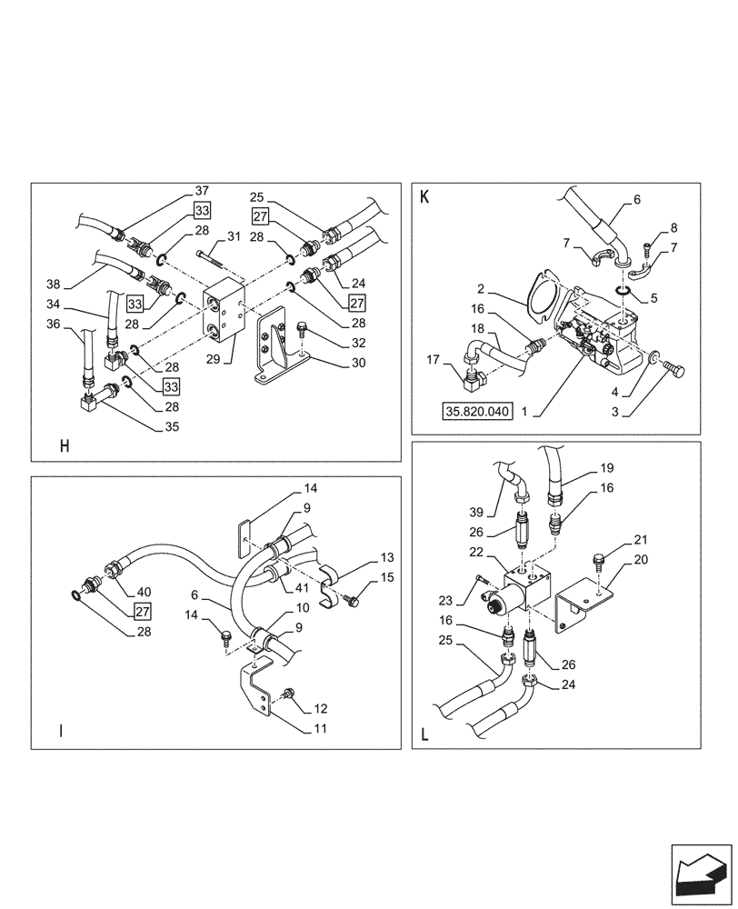 Схема запчастей Case CX750D RTC ME - (35.820.020) - FAN, RADIATOR, HYDRAULIC LINE (35) - HYDRAULIC SYSTEMS