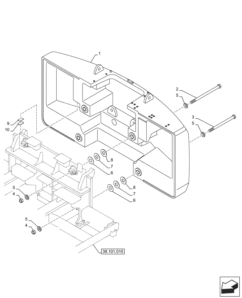 Схема запчастей Case CX750D RTC - (39.140.010) - COUNTERWEIGHT, INSULATION (39) - FRAMES AND BALLASTING