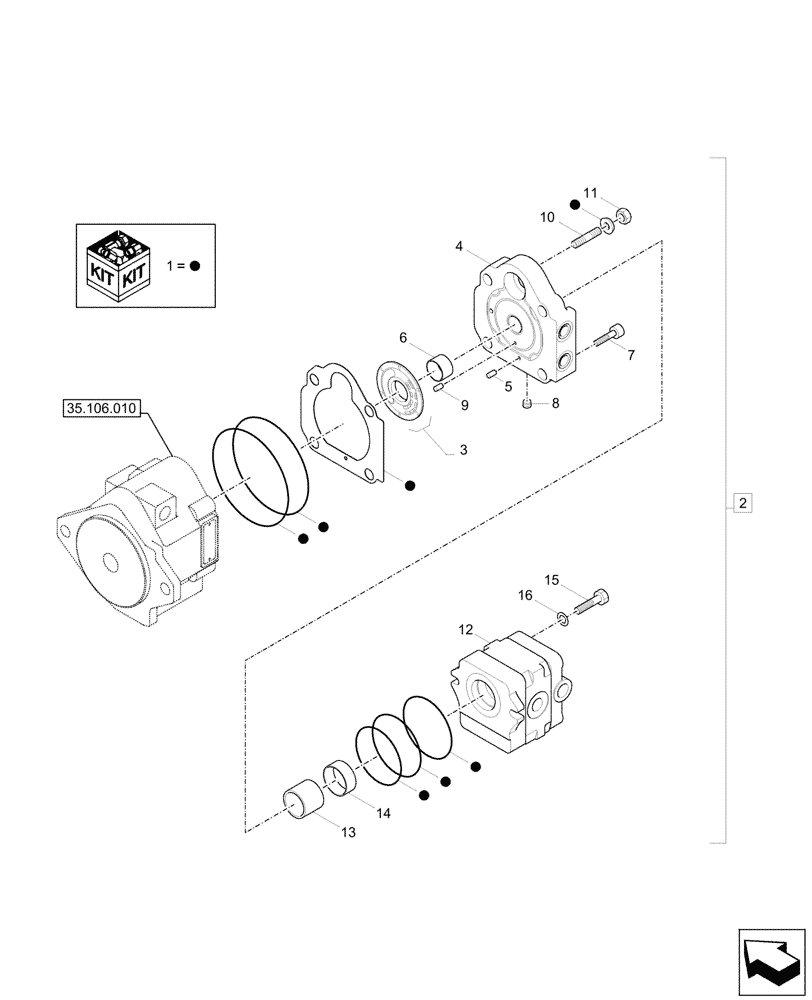 Схема запчастей Case CX17C - (35.106.020) - HYDRAULIC PUMP, COMPONENTS (35) - HYDRAULIC SYSTEMS