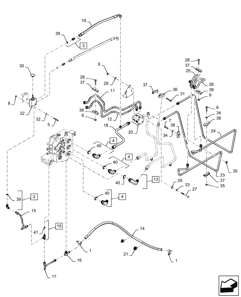 Схема запчастей Case SV250 - (35.701.AX[01]) - LOADER VALVE PLUMBING 03-OCT-2016 AND AFTER (35) - HYDRAULIC SYSTEMS