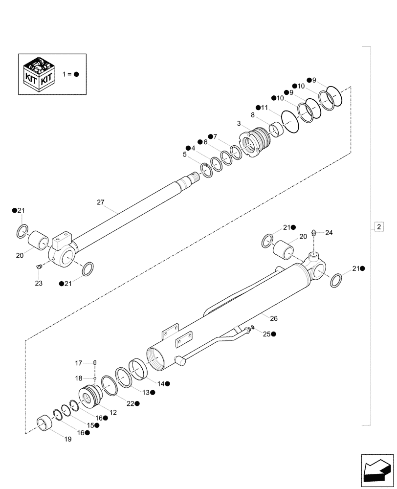 Схема запчастей Case CX17C - (35.736.010) - BOOM CYLINDER, COMPONENTS (35) - HYDRAULIC SYSTEMS