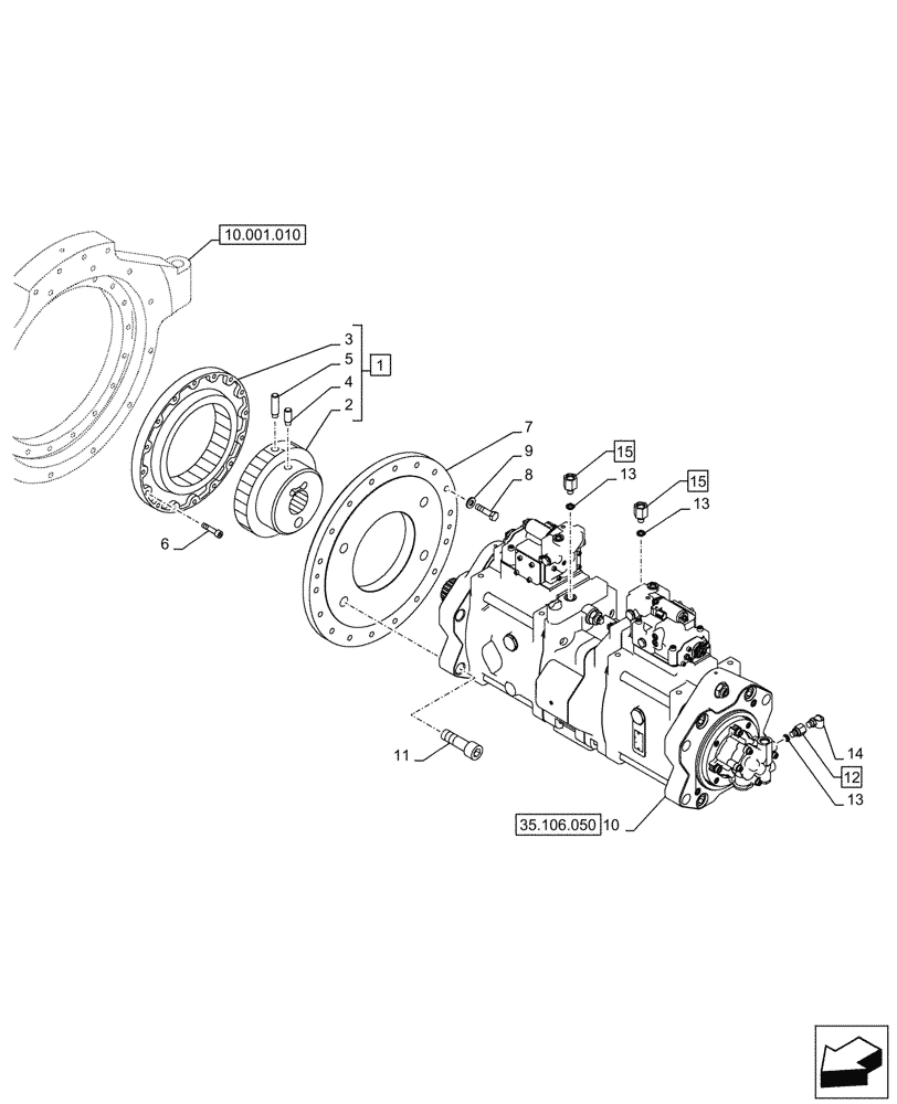 Схема запчастей Case CX750D RTC - (35.106.040) - VARIABLE DELIVERY HYDRAULIC PUMP (35) - HYDRAULIC SYSTEMS