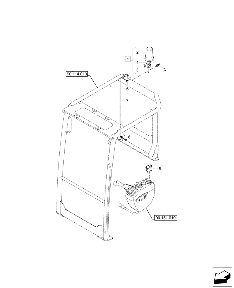 Схема запчастей Case CX37C - (55.404.040) - VAR - 747070 - ROTARY BEACON, CANOPY (55) - ELECTRICAL SYSTEMS