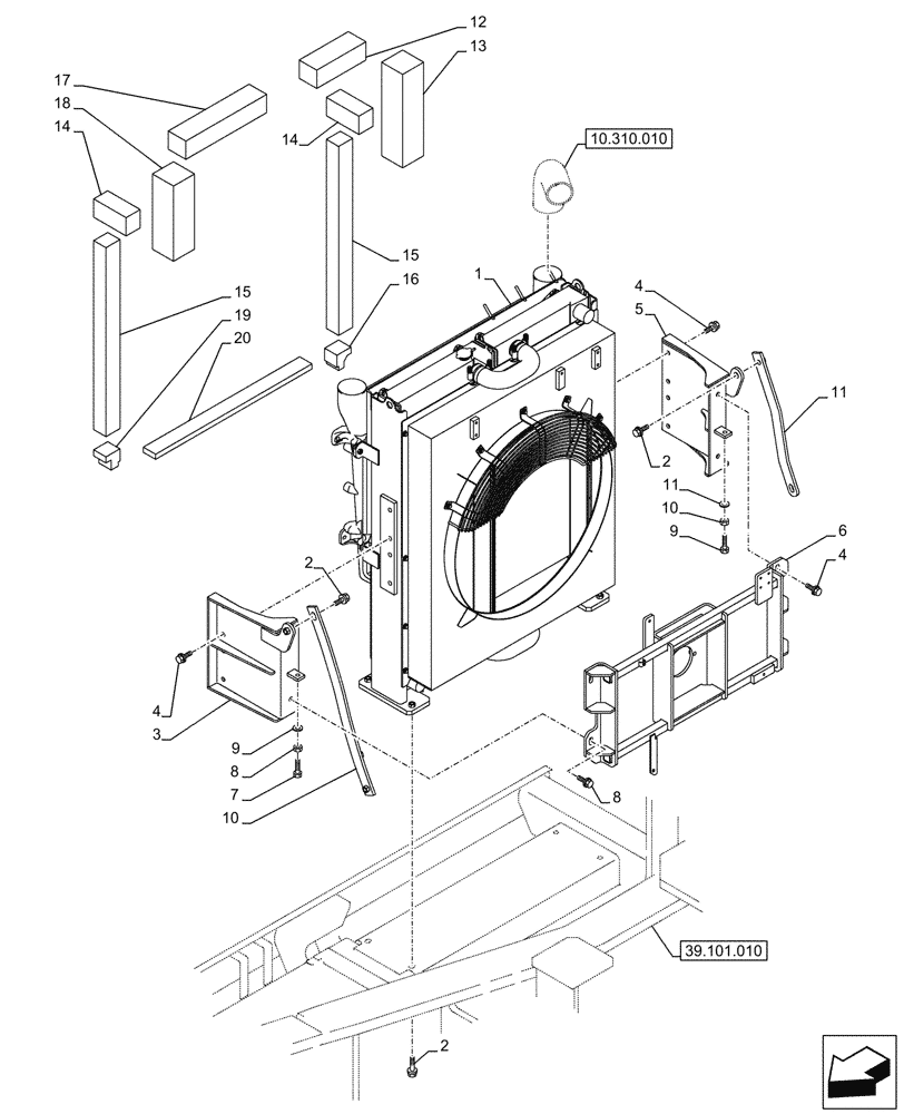 Схема запчастей Case CX750D RTC - (10.400.010) - RADIATOR, HYDRAULIC (10) - ENGINE