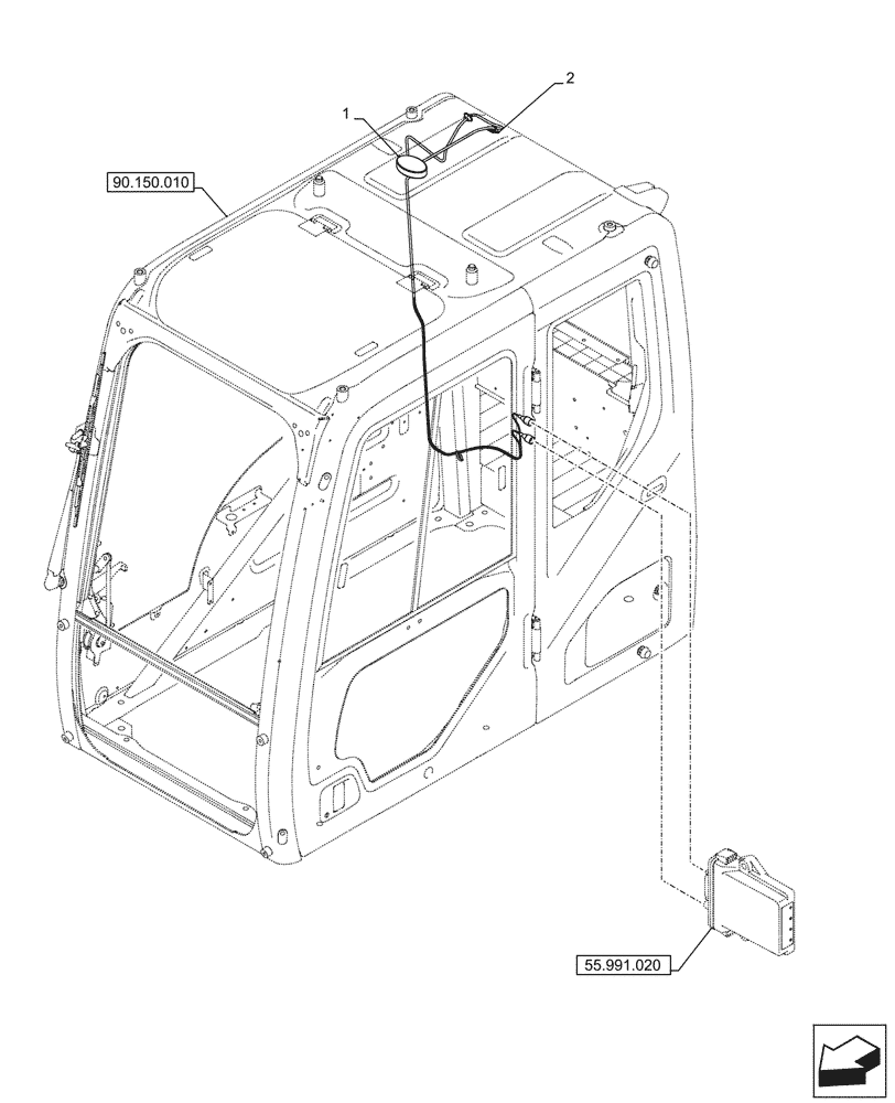 Схема запчастей Case CX750D RTC ME - (55.991.030) - TELEMATIC SYSTEM, ANTENNA (55) - ELECTRICAL SYSTEMS