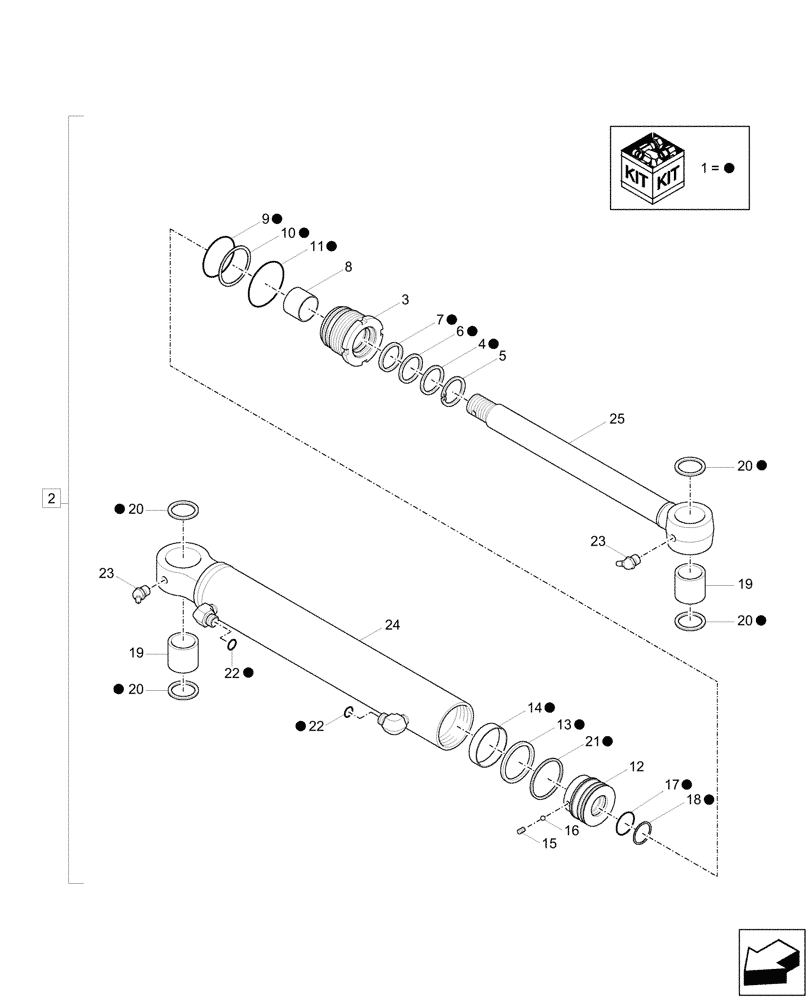 Схема запчастей Case CX17C - (35.735.010) - UNDERCARRIAGE, OPENABLE, HYDRAULIC CYLINDER, COMPONENTS (35) - HYDRAULIC SYSTEMS