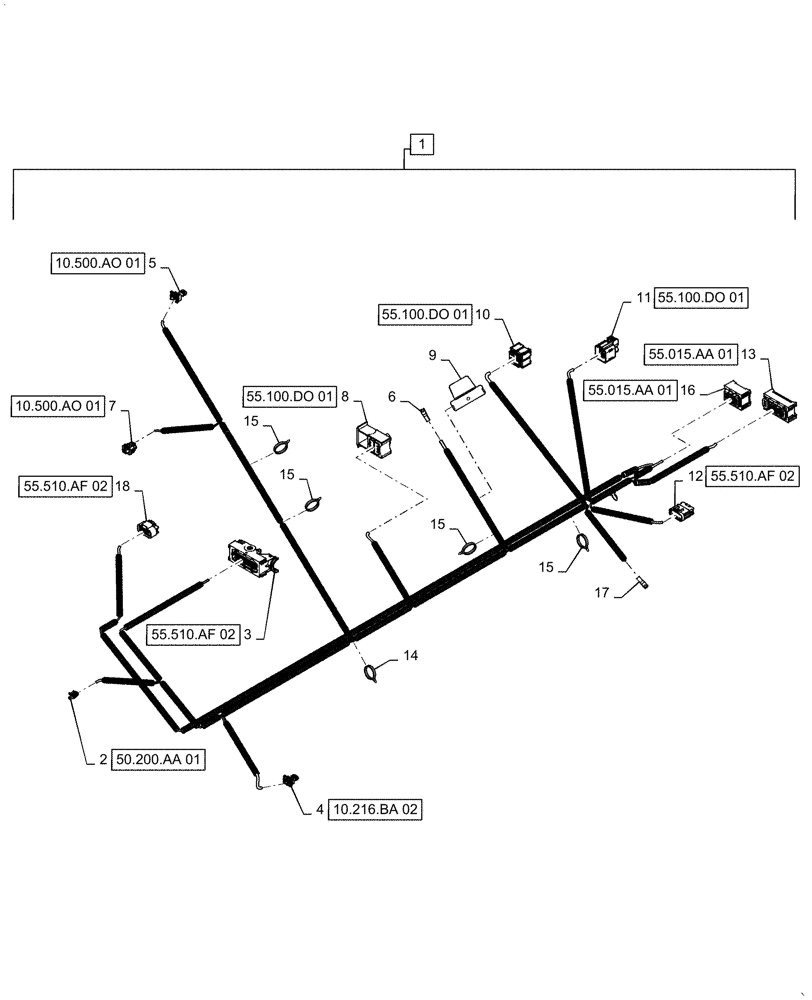 Схема запчастей Case 570N EP - (55.015.AB[06]) - ENGINE WIRE HARNESS - ASN NHC739062 (55) - ELECTRICAL SYSTEMS