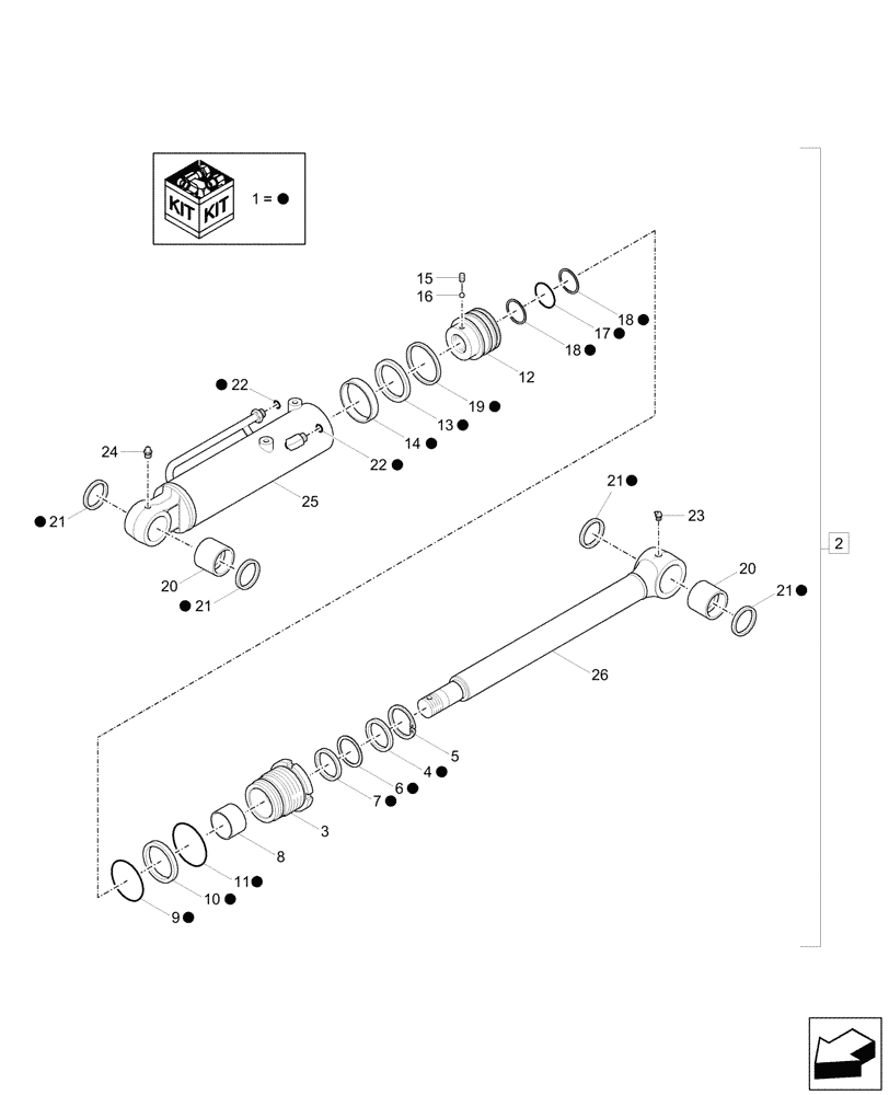 Схема запчастей Case CX17C - (35.741.010) - DOZER BLADE, HYDRAULIC CYLINDER, COMPONENTS (35) - HYDRAULIC SYSTEMS