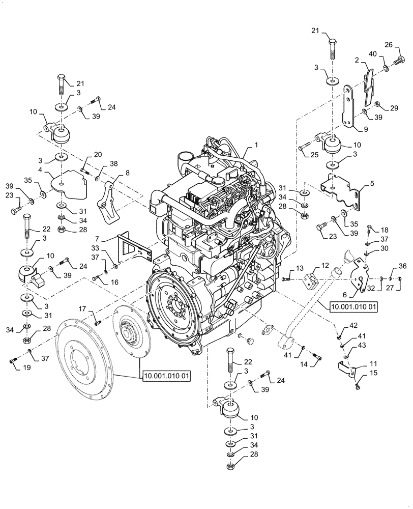 Схема запчастей Case SV208D - (10.001.010[02]) - ENGINE MOUNT (10) - ENGINE