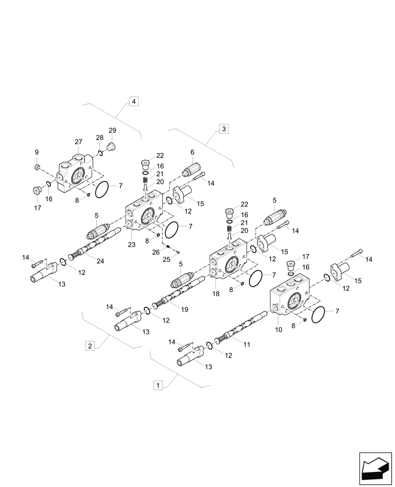 Схема запчастей Case CX17C - (35.359.030) - CONTROL VALVE, COMPONENTS (35) - HYDRAULIC SYSTEMS